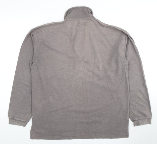 Lee Men's Grey Long Sleeve Polo Shirt Size L