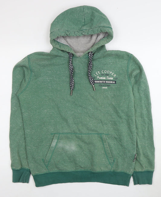 Additional front view of Lee Cooper Men's Green Pullover Hoodie, size L