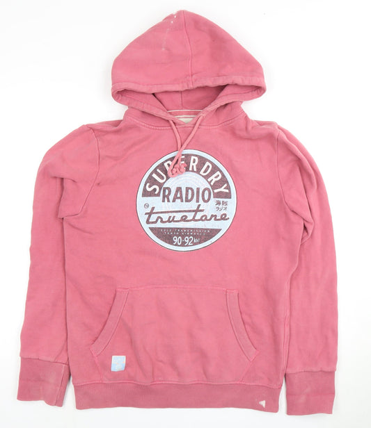 Unisex Adults UK 7XL Regular Superdry Pink Pullover Hoodie