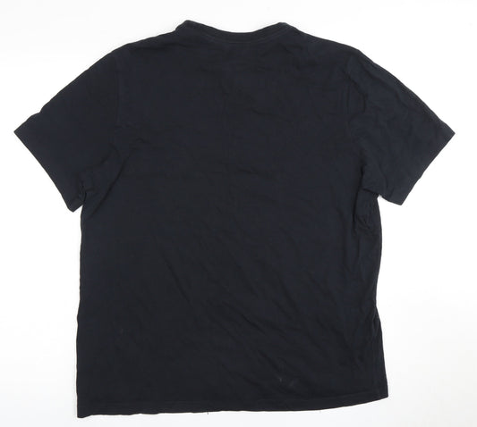 Nike Men’s Black Crew Neck T-Shirt, Size L, Logo Accent