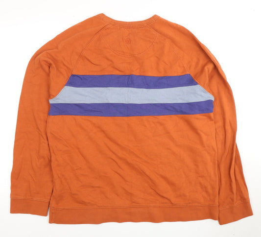 Fat Face Men's Orange Striped Crew Neck Sweatshirt L