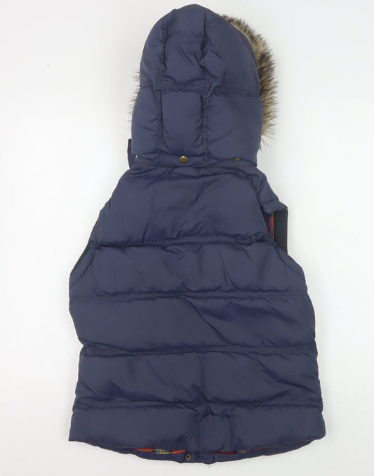 Jack Wills Women's Blue Puffer Waistcoat with Hood