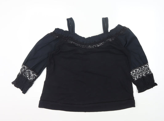 Womens UK Size 10 Whistles Black Cotton Blouse