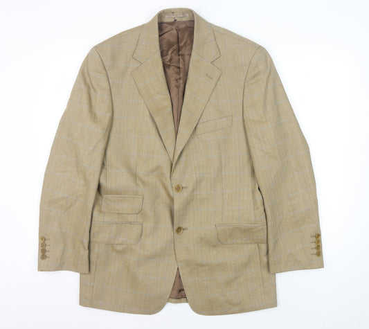 Racing Green Men's Beige Blazer 38S Wool Check