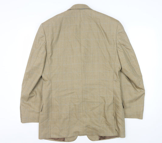 Racing Green Men's Beige Blazer 38S Wool Check