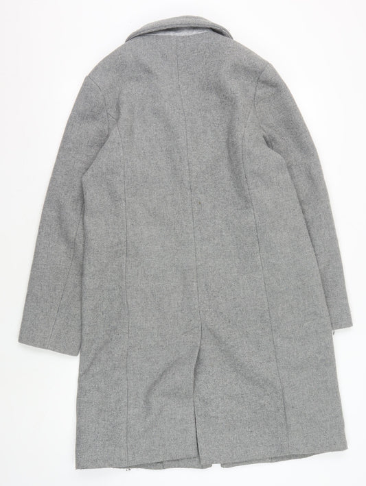 Hollister Men's Grey Overcoat M - Wool Blend Classic Style