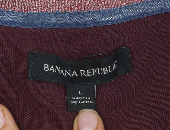 Banana Republic Men's Red Polo Shirt Size L