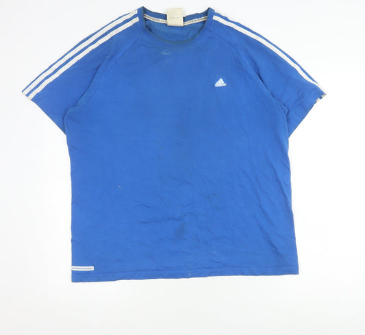 Mens UK Size L adidas Blue Cotton T-Shirt