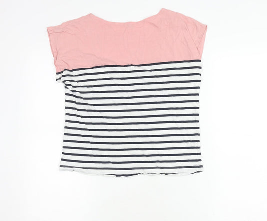 Jack Wills Women's Pink White Stripe T-Shirt Size 8