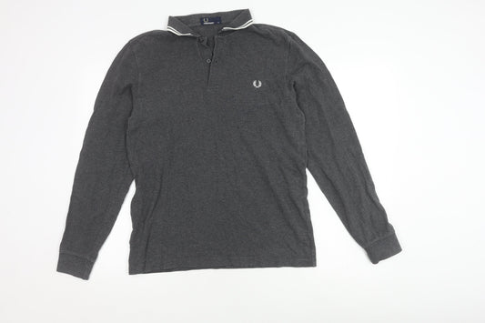 Fred Perry Grey Men's M Long Sleeve Collared T-Shirt