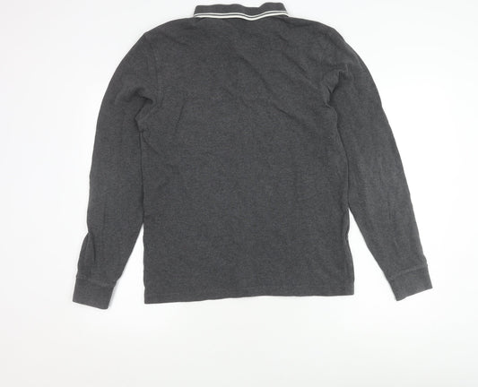 Fred Perry Grey Men's M Long Sleeve Collared T-Shirt