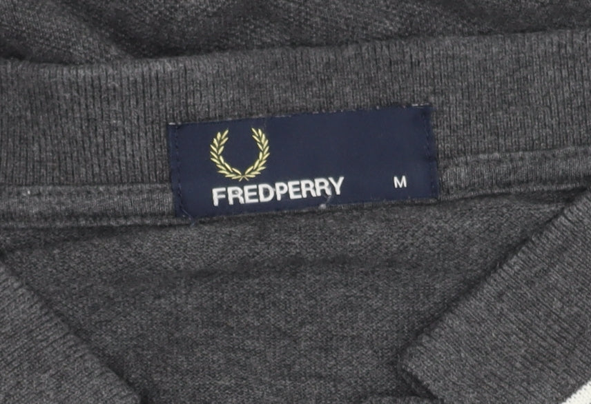 Fred Perry Grey Men's M Long Sleeve Collared T-Shirt