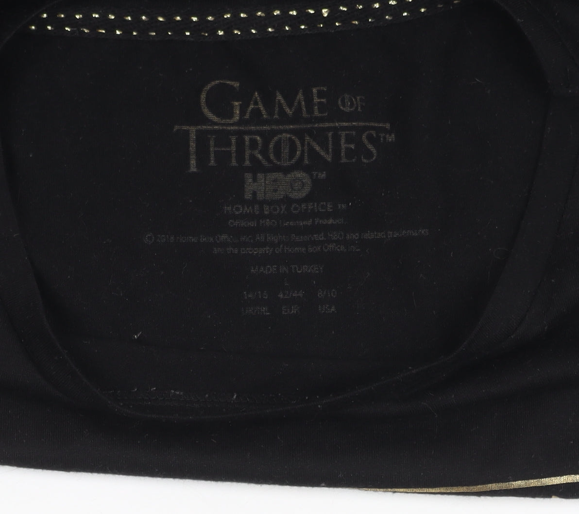 Game of Thrones Unisex Black T-Shirt Size 14