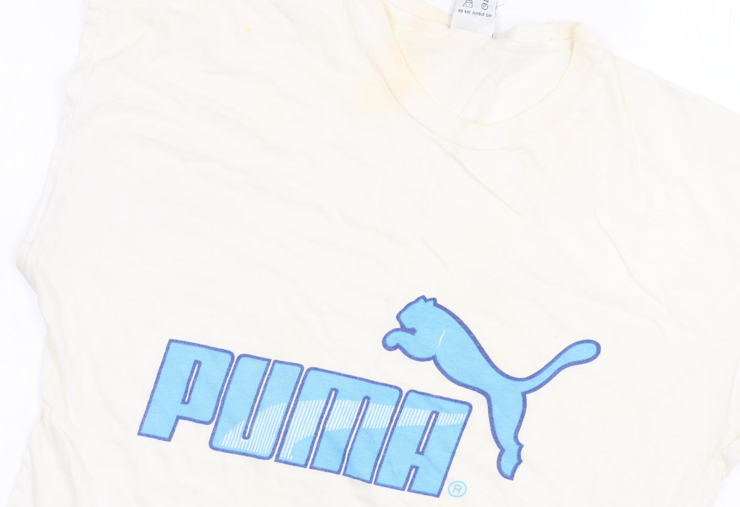 Puma Men's Ivory Sleeveless Crew Neck Logo T-Shirt Size 38