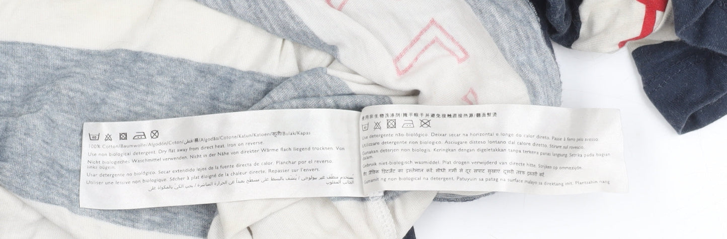 Jack Wills Men's Blue Striped T-Shirt, Size L, Logo Accents