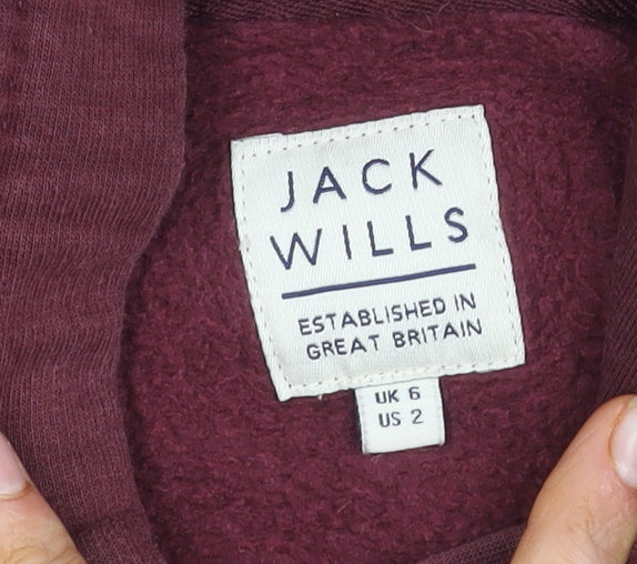 Jack Wills Women's Red Hoodie Size 6 Pullover