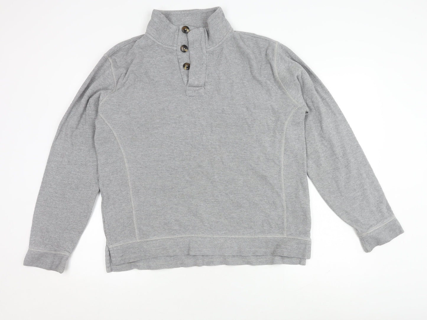 Fat Face Grey Henley Sweatshirt for Men - Medium