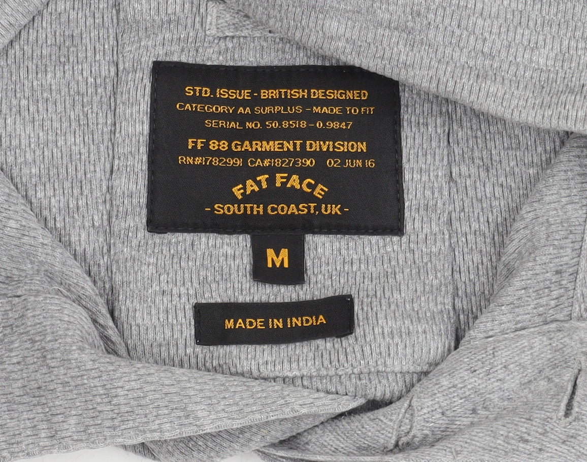 Fat Face Grey Henley Sweatshirt for Men - Medium