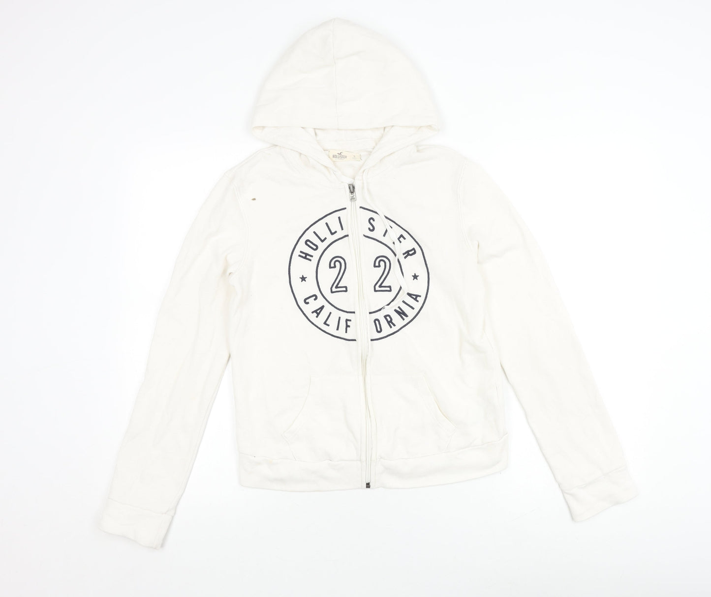 Hollister Women's White Cotton Hooded Jacket S Casual