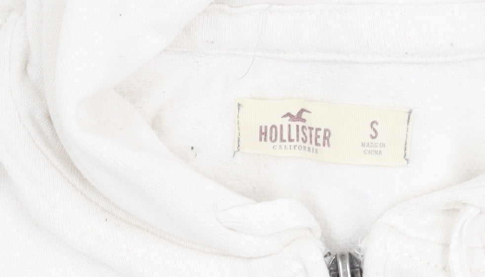 Hollister Women's White Cotton Hooded Jacket S Casual