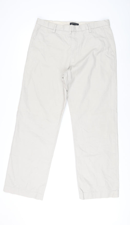 Banana Republic Men's Beige Chino Relaxed Fit Trousers