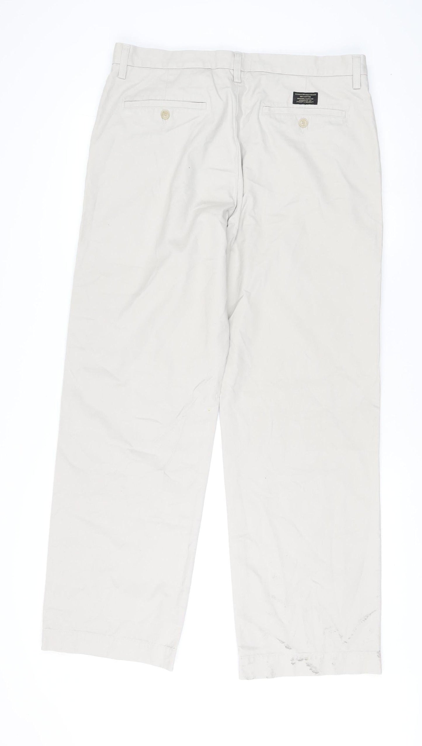 Banana Republic Men's Beige Chino Relaxed Fit Trousers