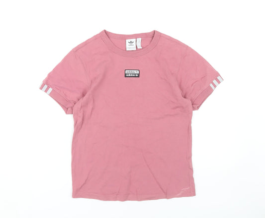 Womens UK Size XS adidas Pink 100% Cotton T-Shirt