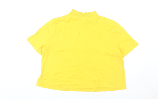 Reebok Women's Yellow T-Shirt, M, Mock Neck, Relaxed Fit