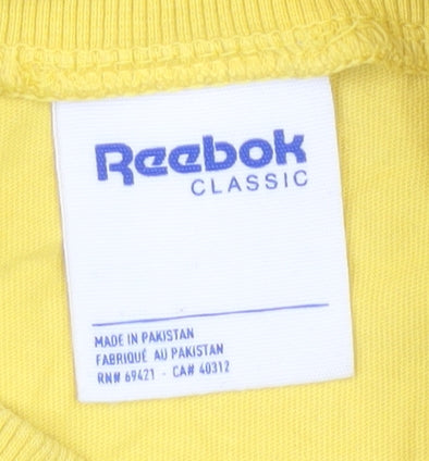 Reebok Women's Yellow T-Shirt, M, Mock Neck, Relaxed Fit