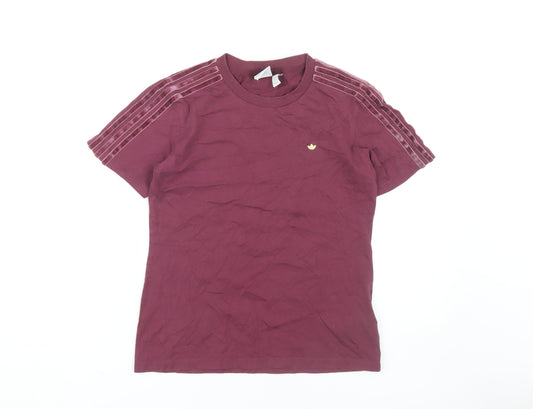 Womens UK Size 6 adidas Red 100% Cotton T-Shirt
