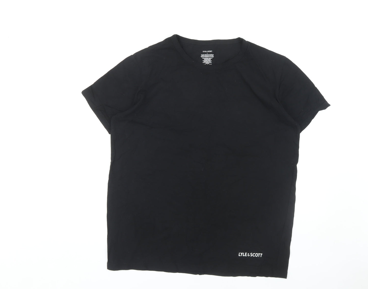 Lyle & Scott Men's Black Crew Neck T-Shirt, Size L