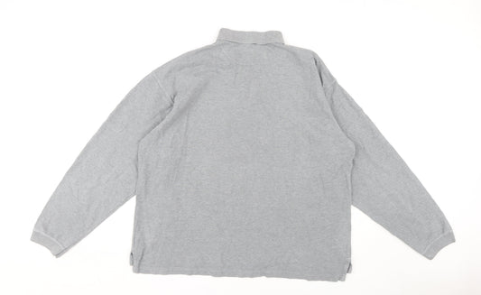 GAP Men's Grey Long Sleeve Polo - Size L, Classic Style