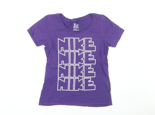 Nike Women's Purple Basic T-Shirt, M, Casual Athletic Fit