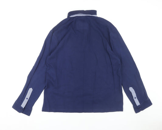 Umberto Men's Blue 2XL Long Sleeve Polo Shirt