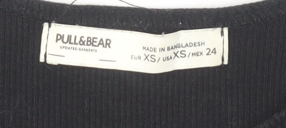 Pull&Bear Women's Black XS Basic Tank Top