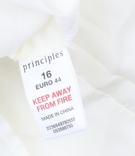 Brand and care label for Principles Women Ivory A-Line Skirt, size 16