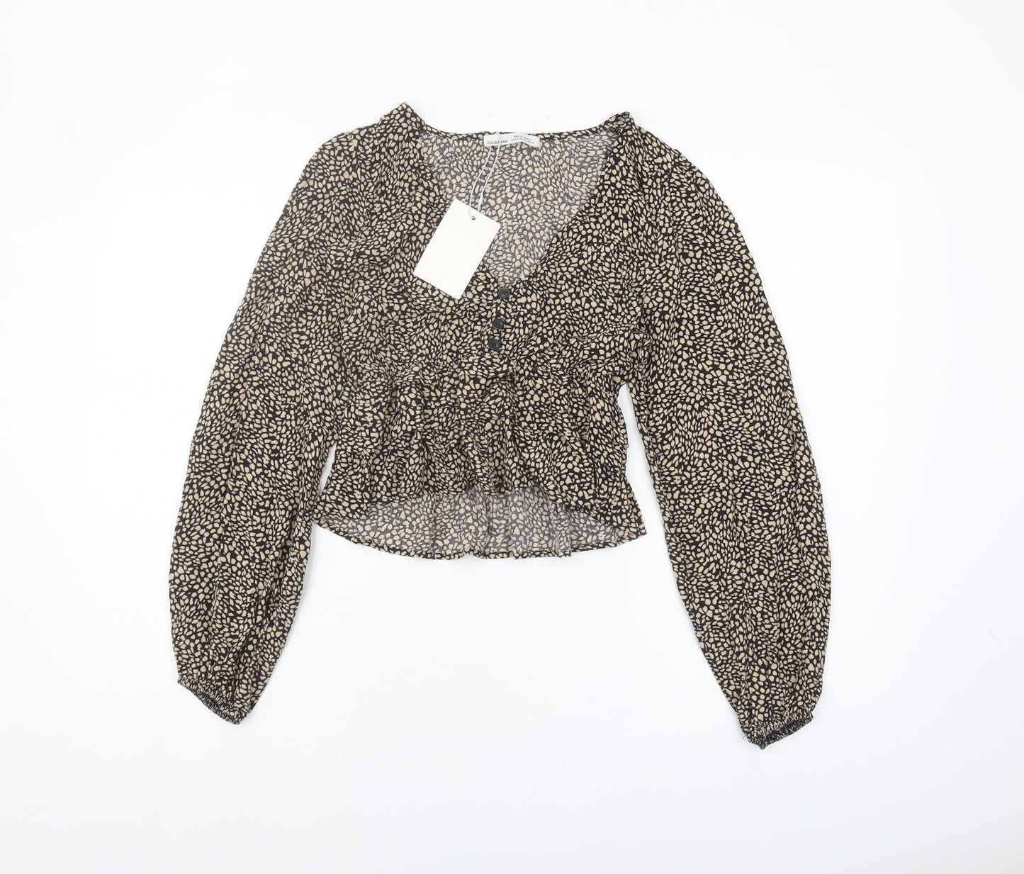 Pull&Bear Women's Cropped V-Neck Blouse XS