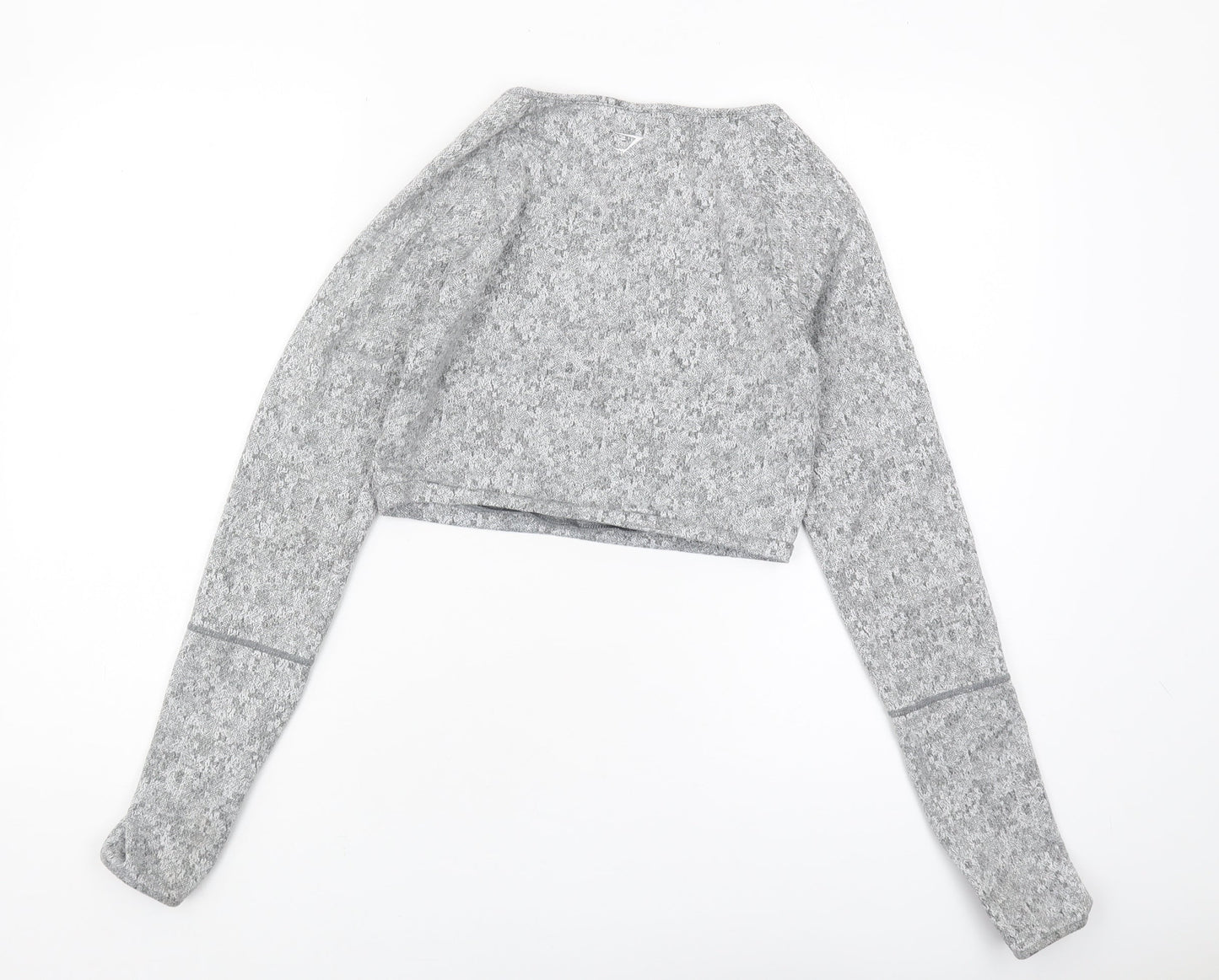 Gymshark Women's Grey Cropped Long Sleeve Top - M