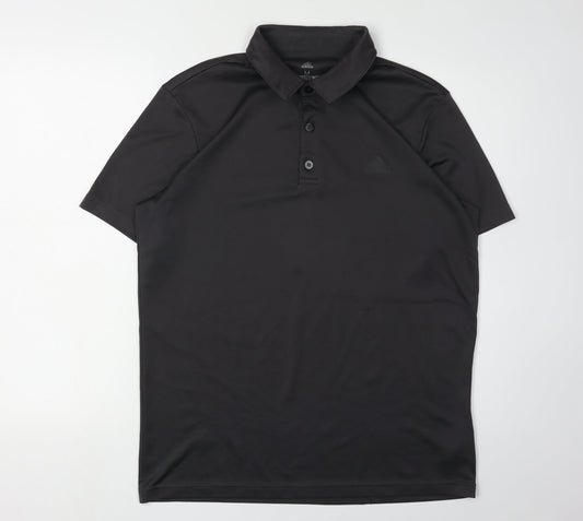 Additional front view of Adidas Men's Black Polo Shirt M Regular Fit Activewear