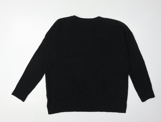 Superdry Women's Black Wool Cashmere V-Neck Pullover