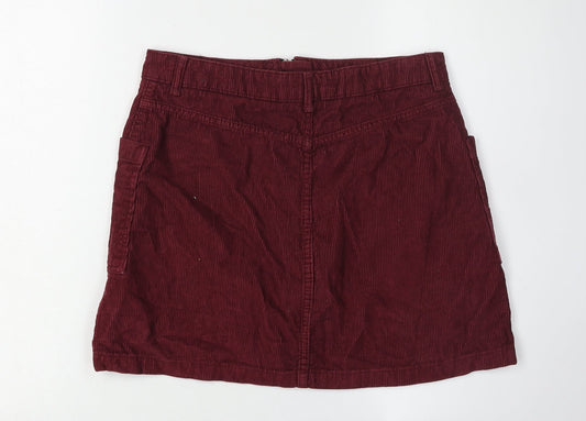 Topshop Women's Red Corduroy A-Line Skirt Size 12