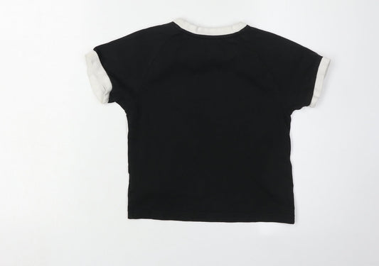 Adidas Girls Black T-Shirt, Logo Accent, 4-5 Years