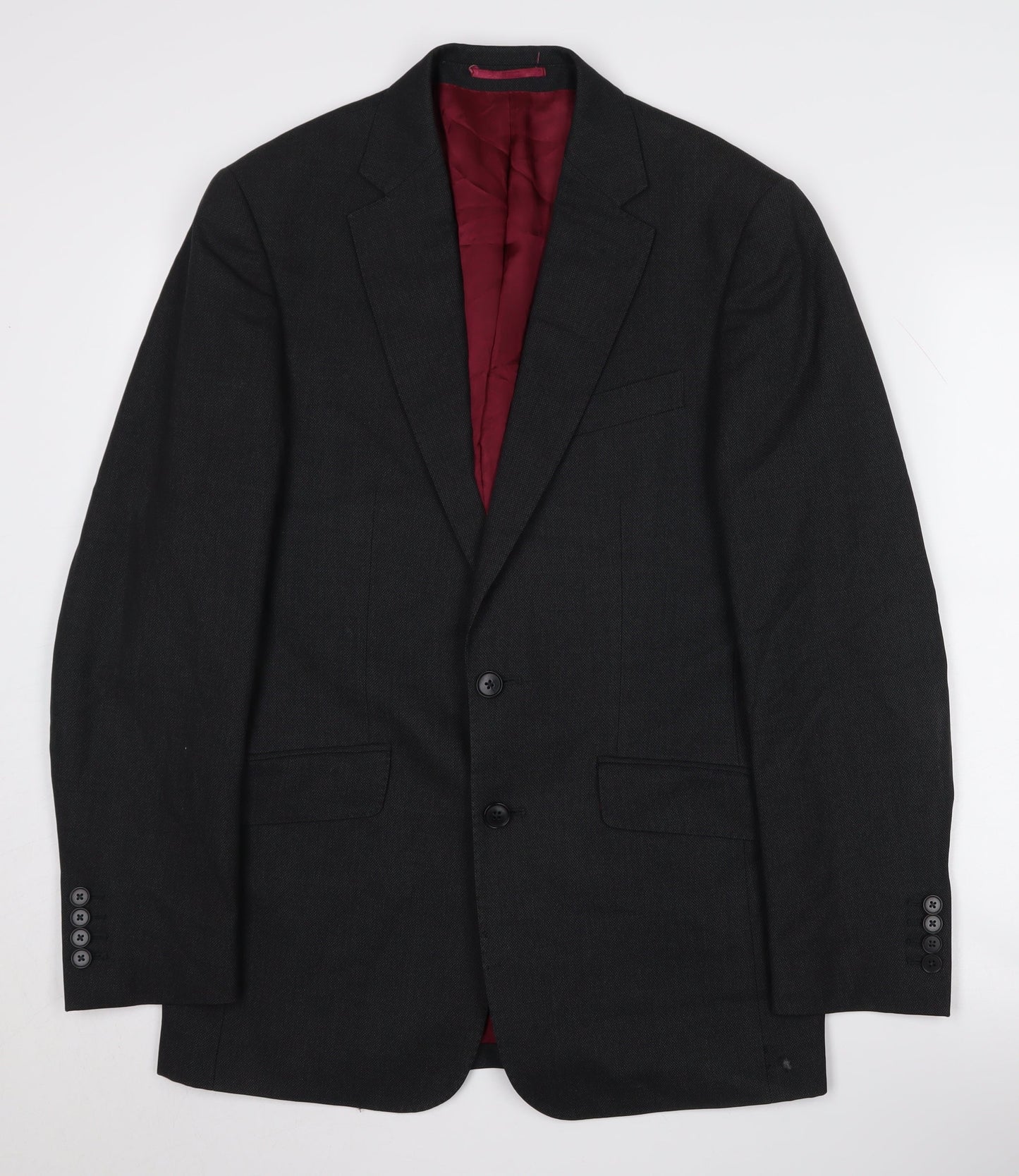 Charles Tyrwhitt Men's Black Wool Blazer, Size 38, Two-Button