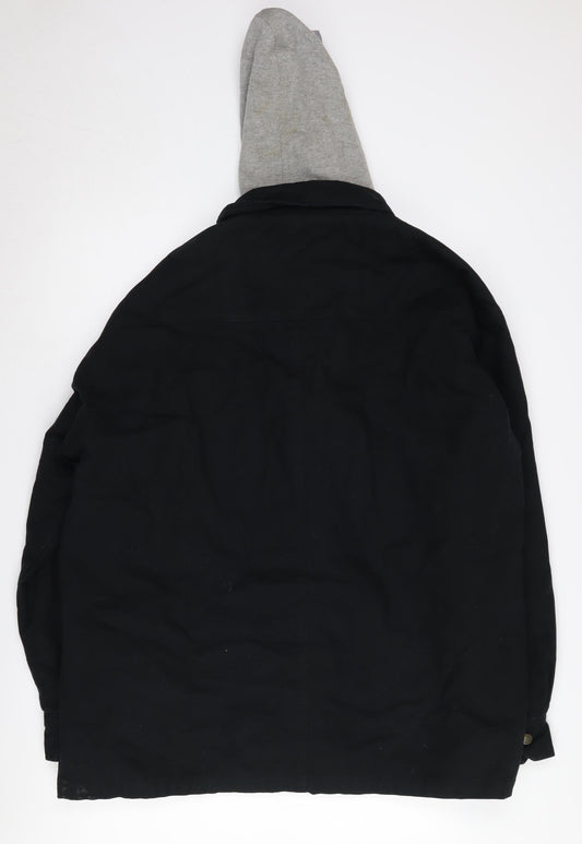 Dickies Men's Black Hooded Jacket, L Size, Winter Casual