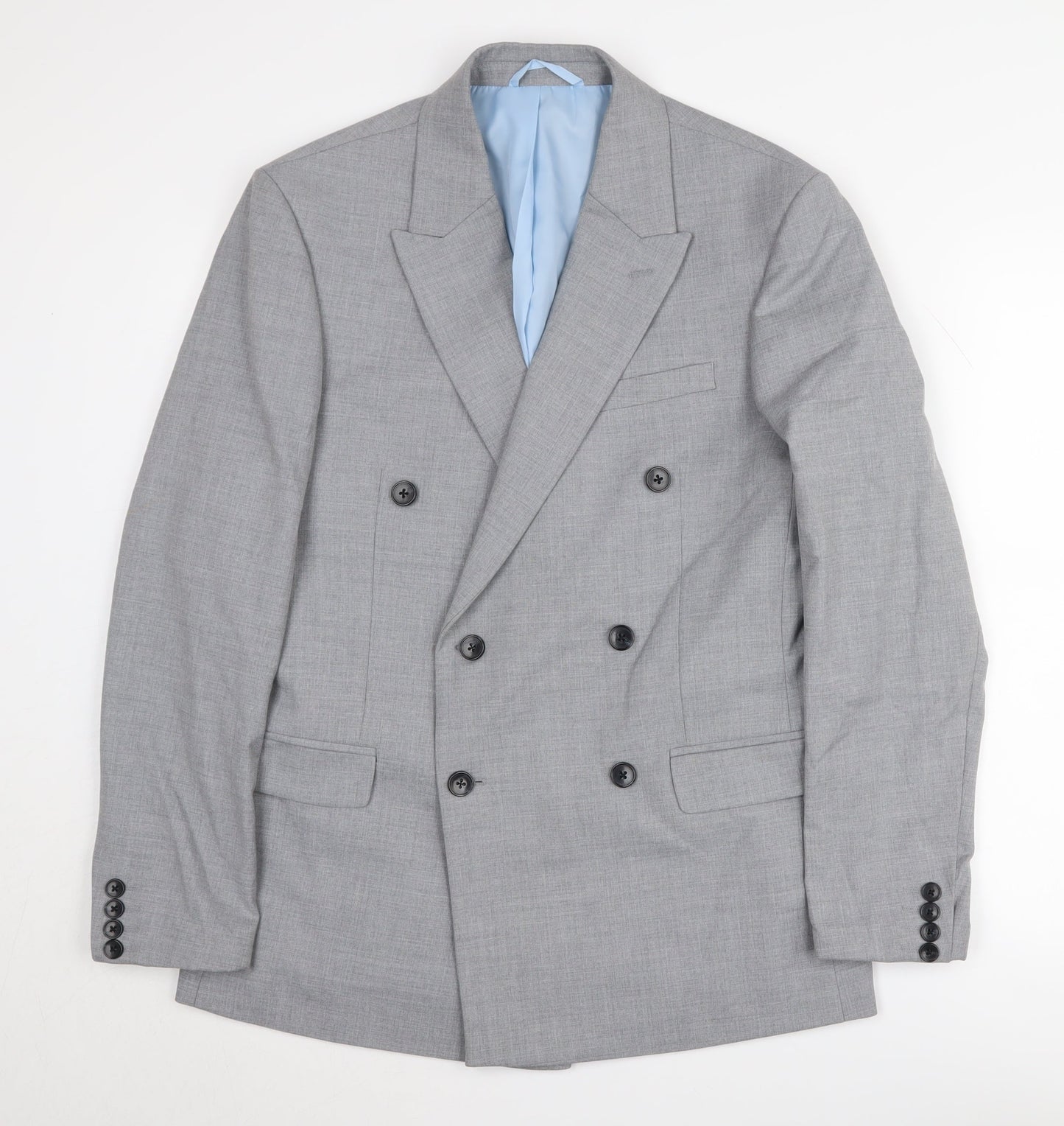 Moss Grey Double-Breasted Men's 38R Suit Jacket