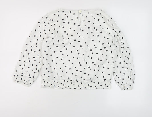 Abercrombie White Polka Dot Teen Long Sleeve Top