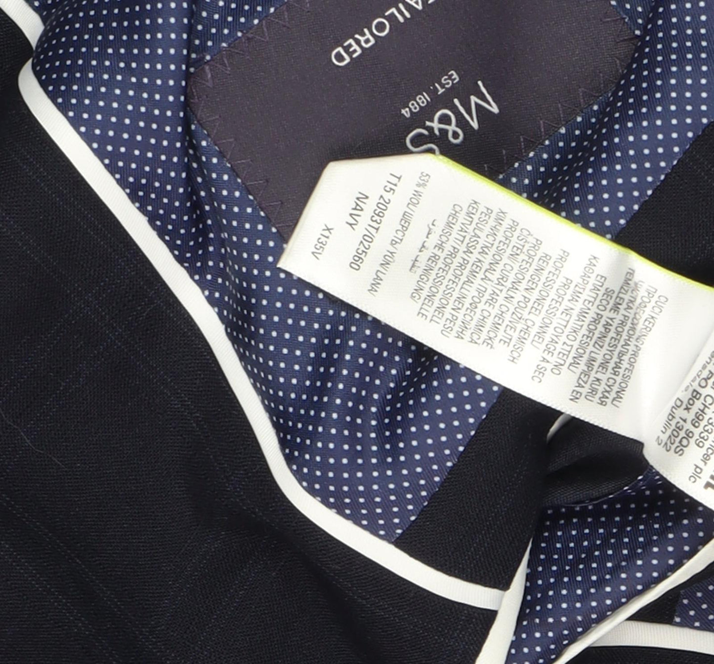 Marks and Spencer Men's Navy Check Blazer 36R