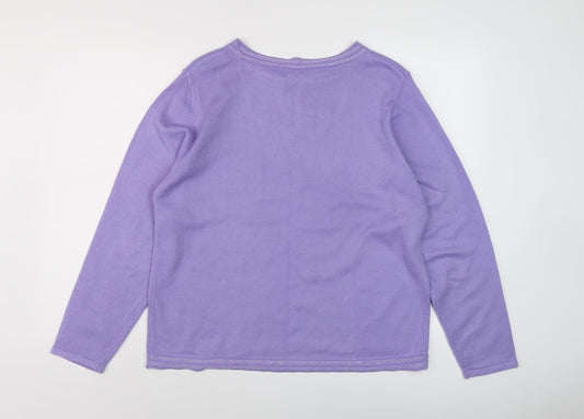 Anna Rose Women's Purple Knit Pullover, 2XL, Beaded Accents