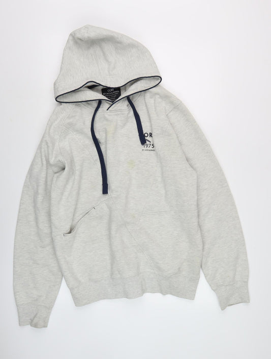Mens UK XL Regular JACK & JONES Grey Pullover Hoodie