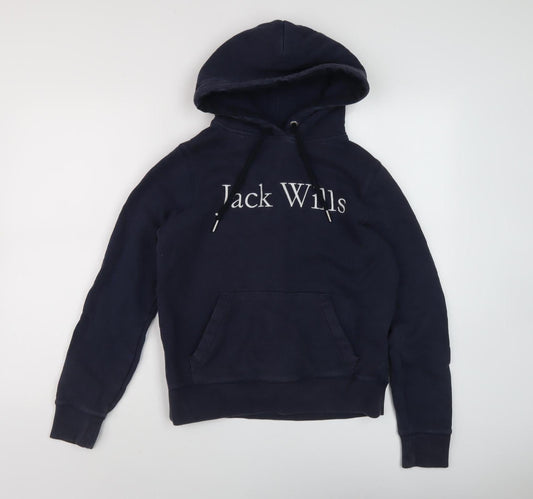 Womens UK 8 Regular Jack Wills Blue Pullover Hoodie